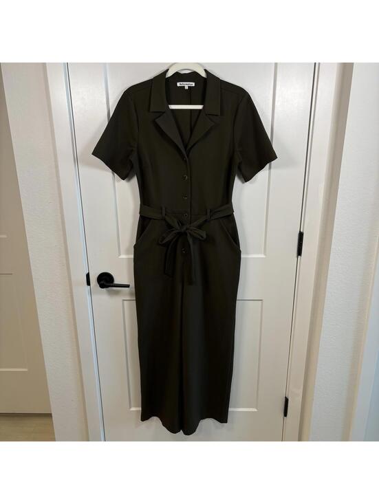 Reformation Terra Jumpsuit Olive Green Women’s Size 6 Office Workwear Wide Leg - Picture 2 of 8